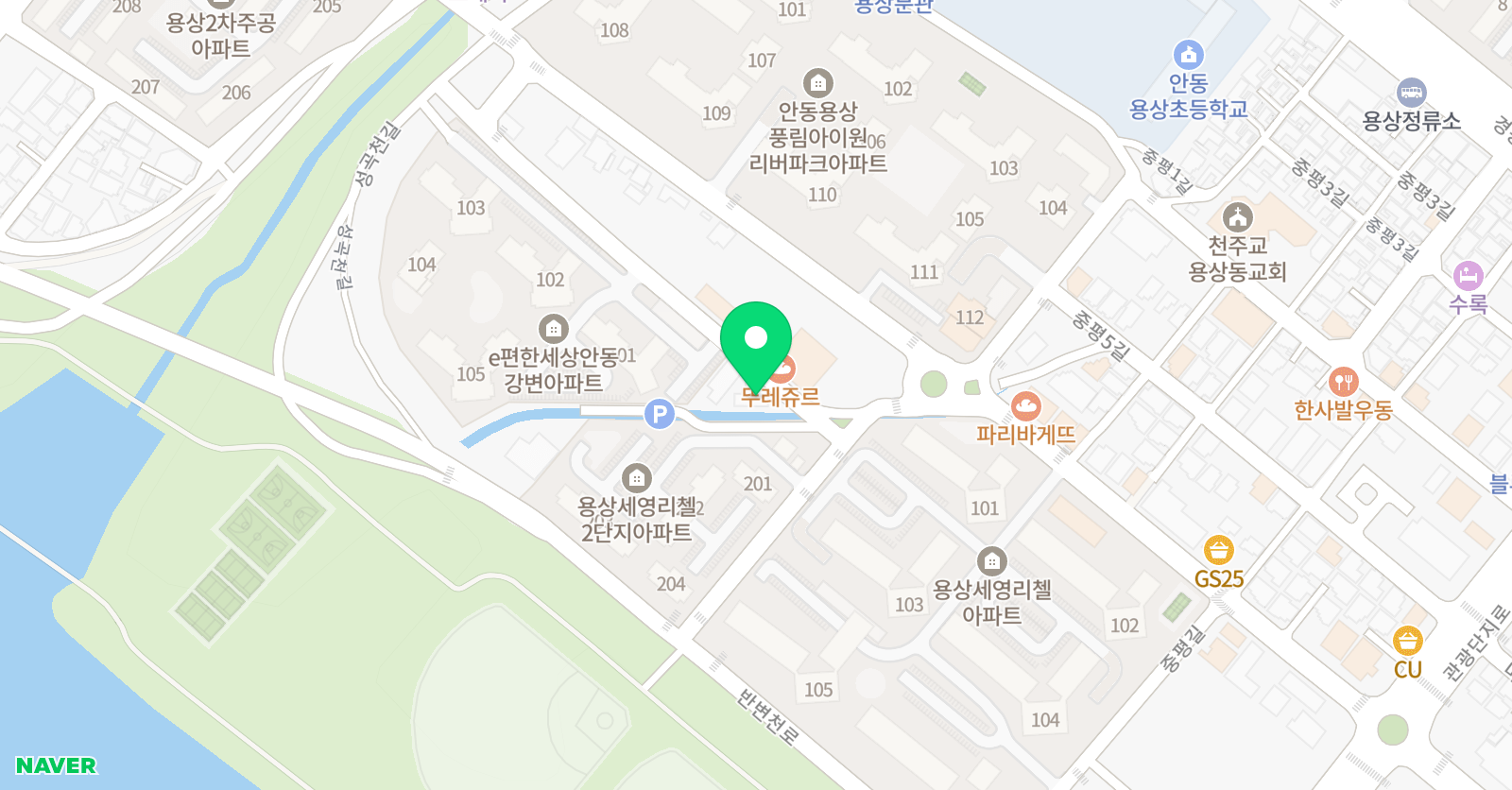 코딩하루안동용상학원 위치