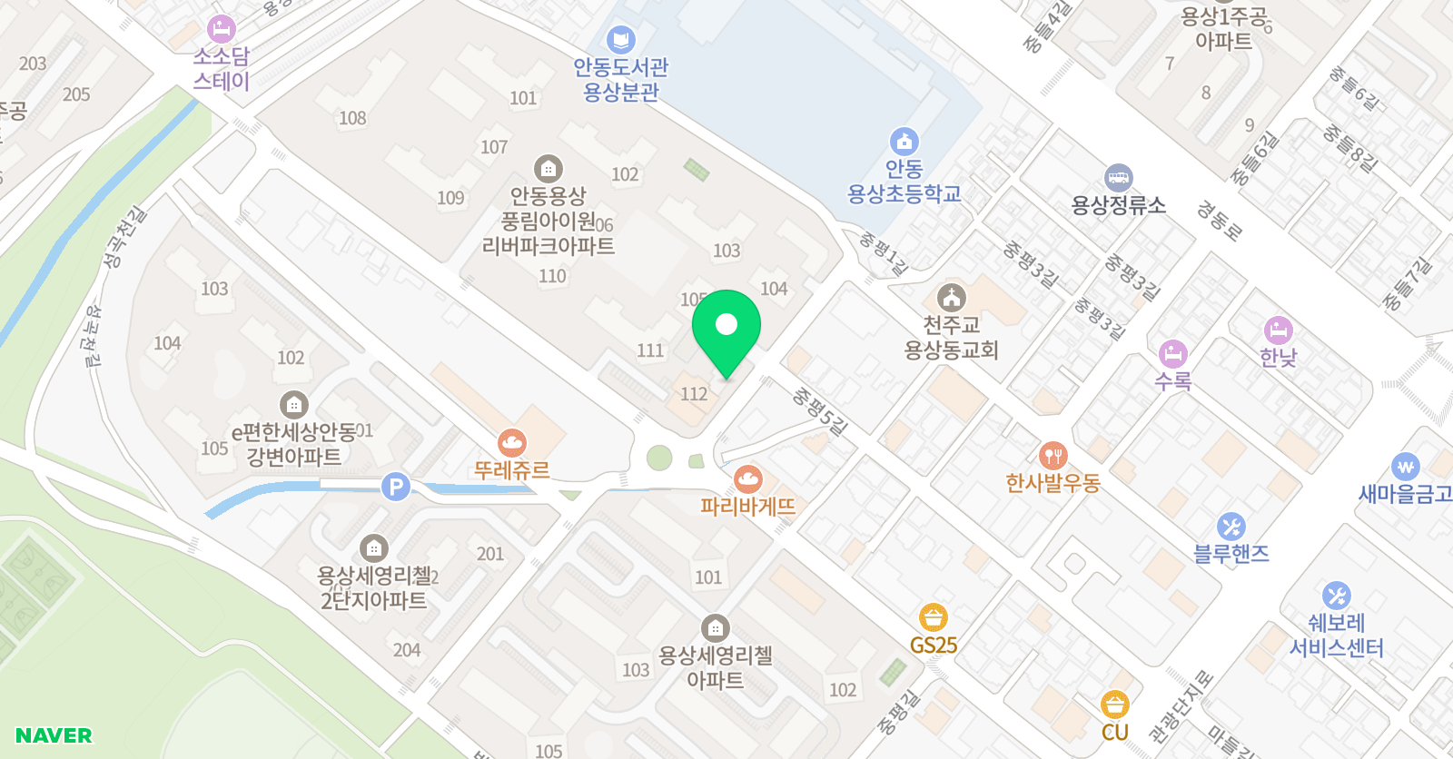 아트앤하트 옥동영호센터 위치