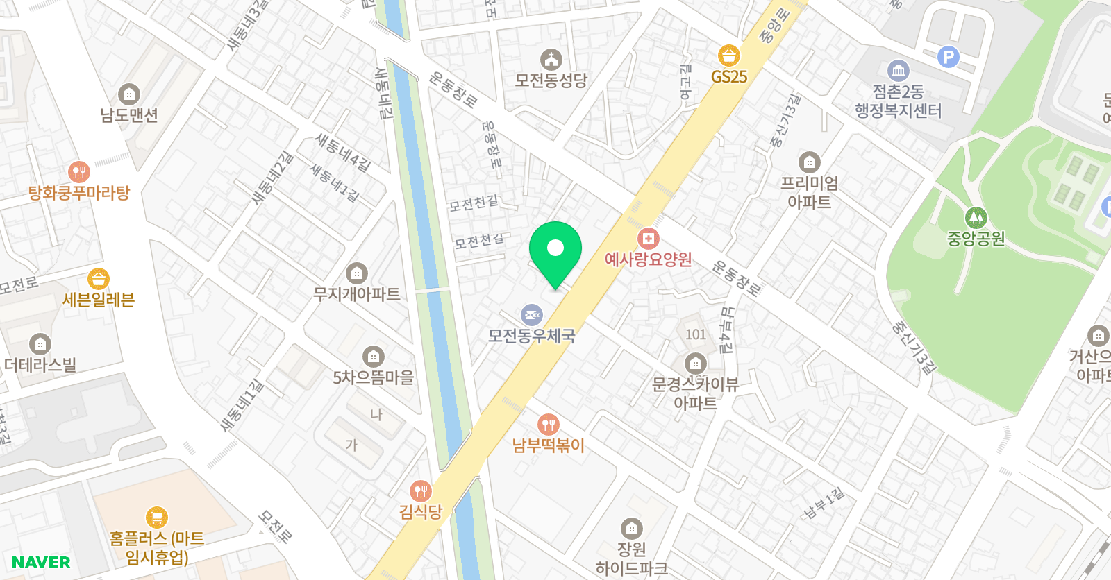 뮤엠 영어학원 모전점 위치