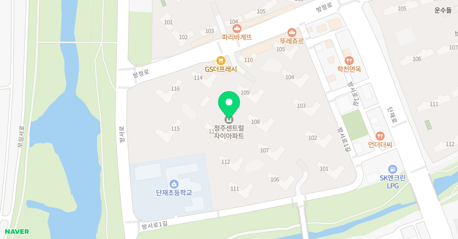 우리말해 청주방서단재초점 위치
