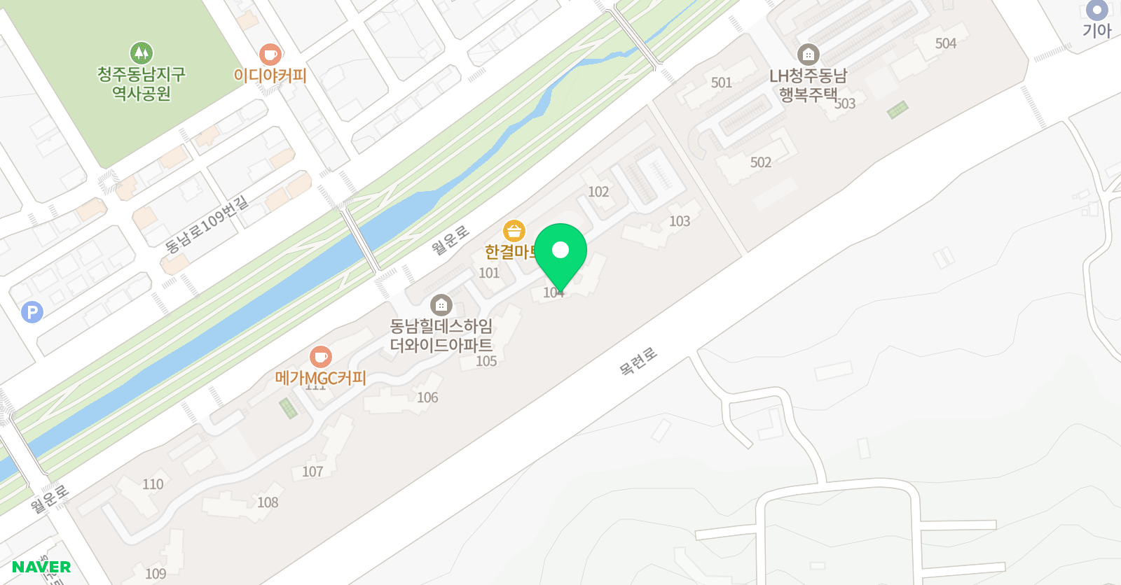 아소비 청주 용암힐데스하임 점 위치