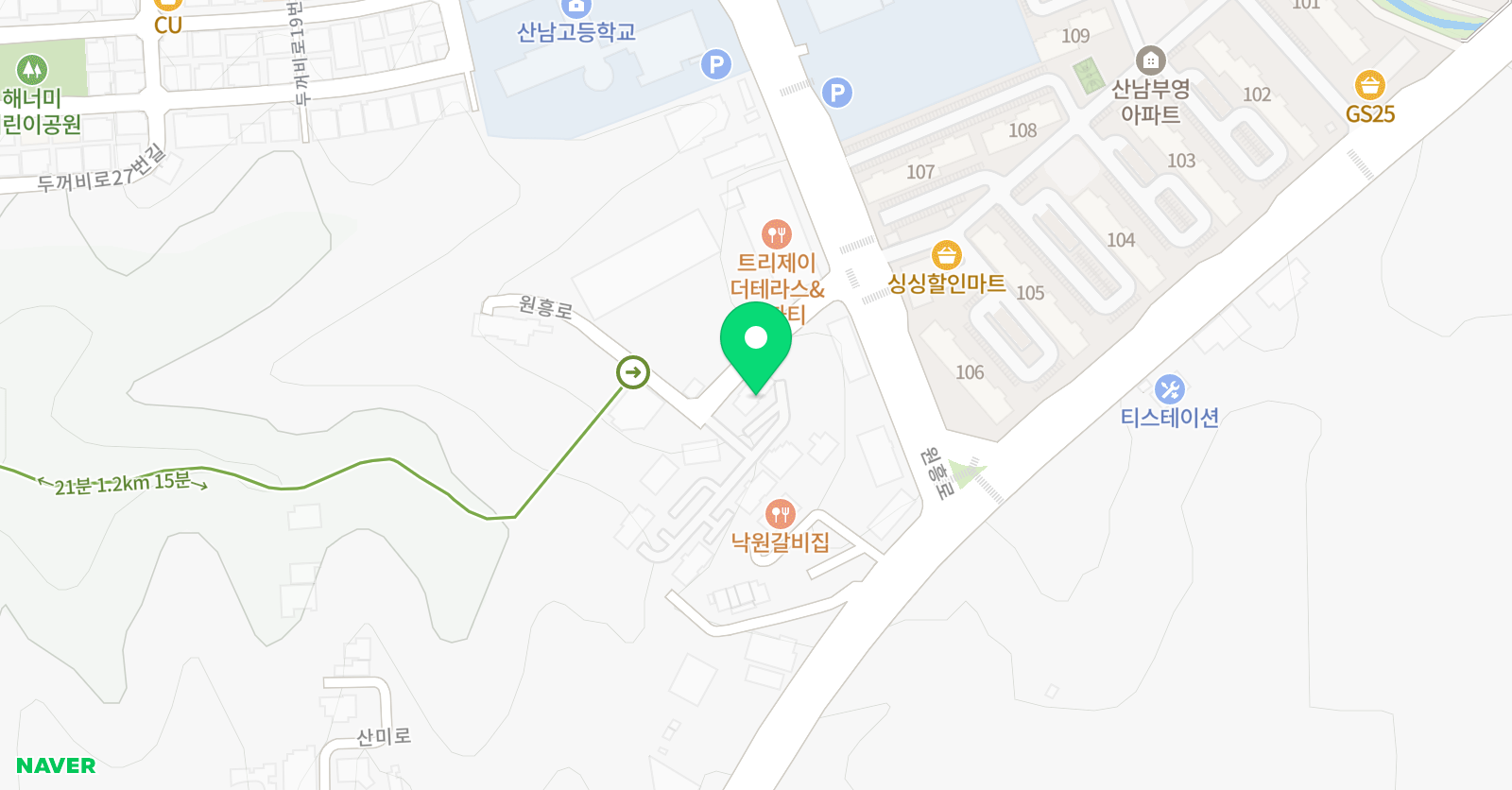 아쿠아비앤케이 산남점 위치