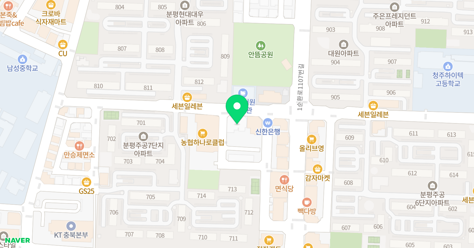 리드앤톡 영어도서관 청주분평센터 위치