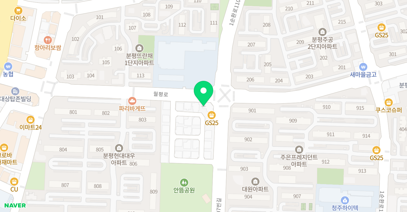 한우리독서토론논술 청주서원지부 위치