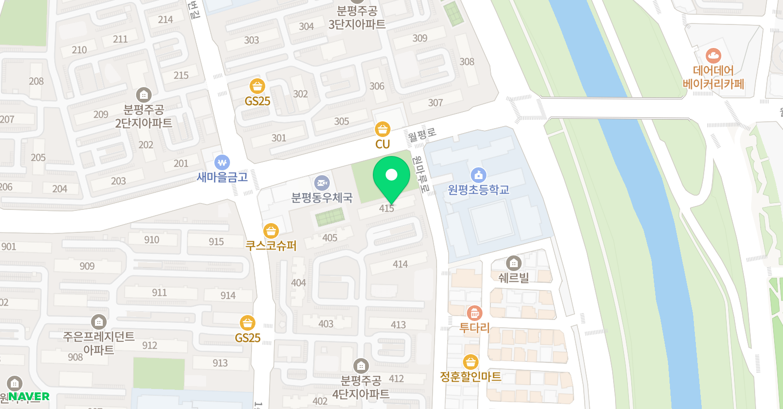 스마트해법 수학영어 청주분평4단지점 위치