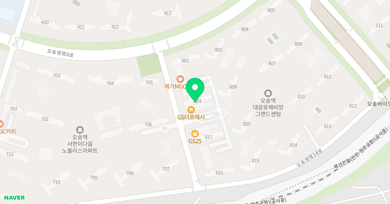 스마트해법 수학 오송대광로제비앙 2차 교실점 위치
