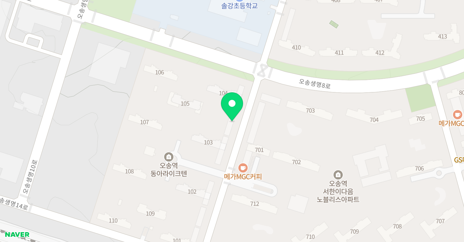 오송힘찬 태권도 위치