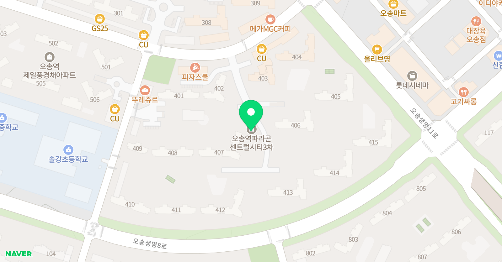 스마트해법수학 오송파라곤3차점 위치