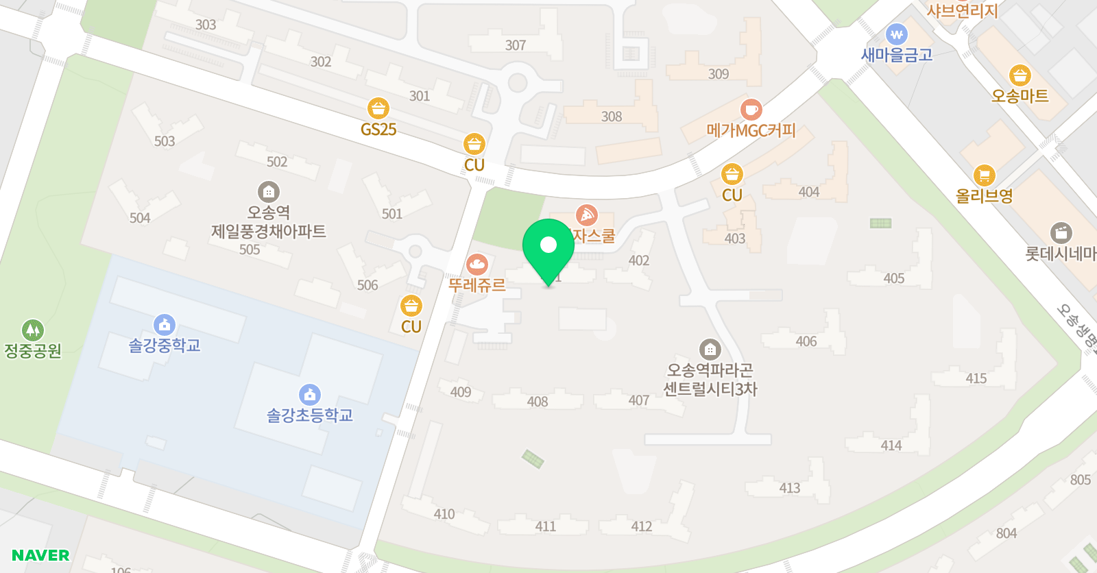 한우리독서토론논술 오송파라곤3차홈클럽 위치