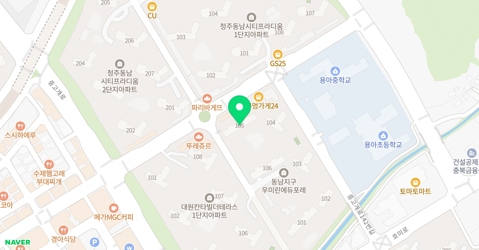 푸르넷 공부방 동남지구 에듀포레 용아초 공부방 위치