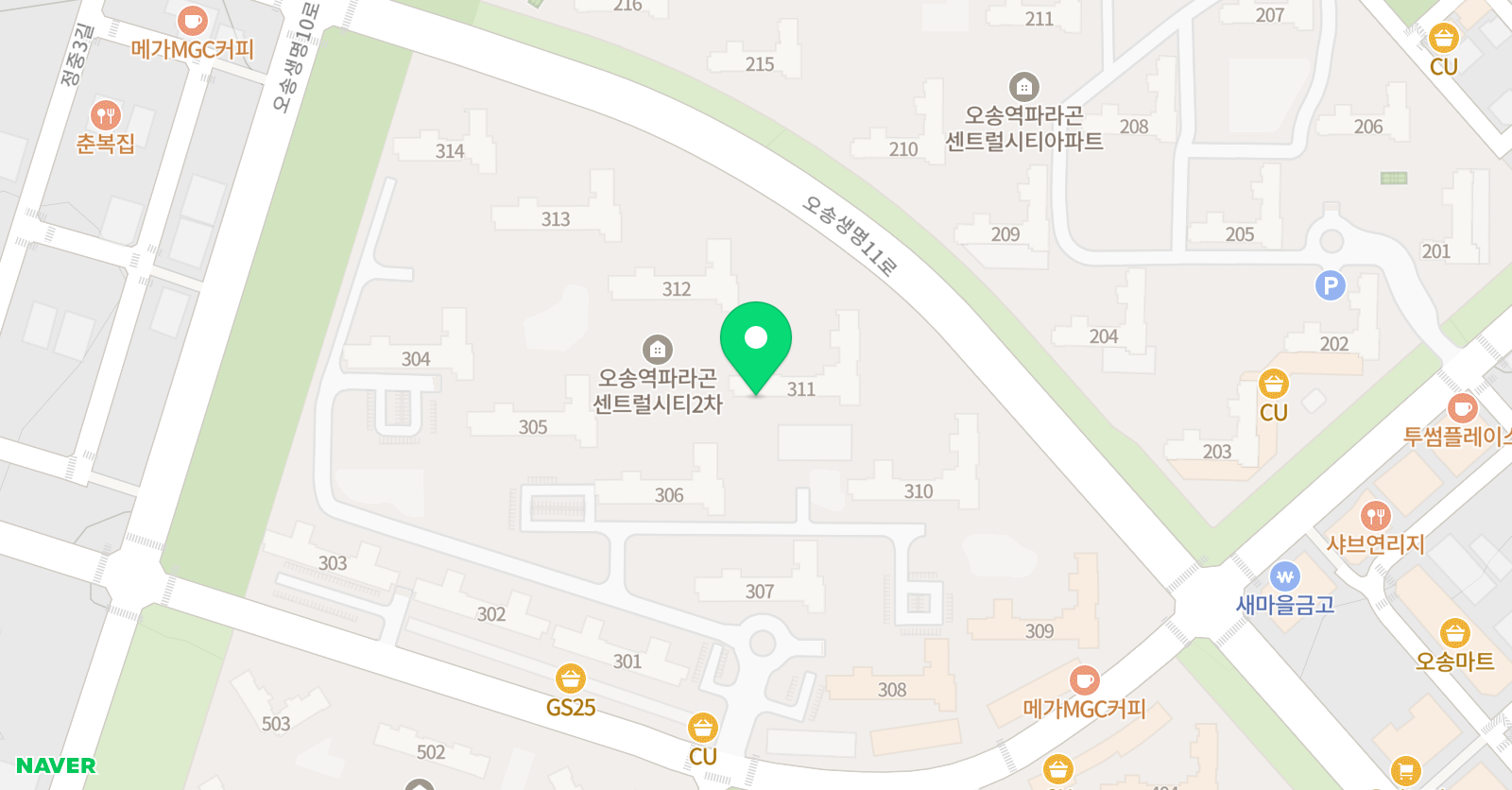 플레이팩토 오송 파라곤2차 교육원 위치