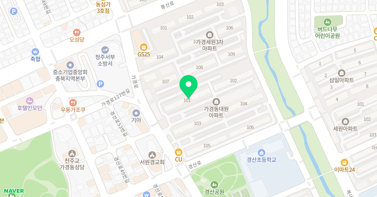 푸르넷 공부방 가경대원 위치