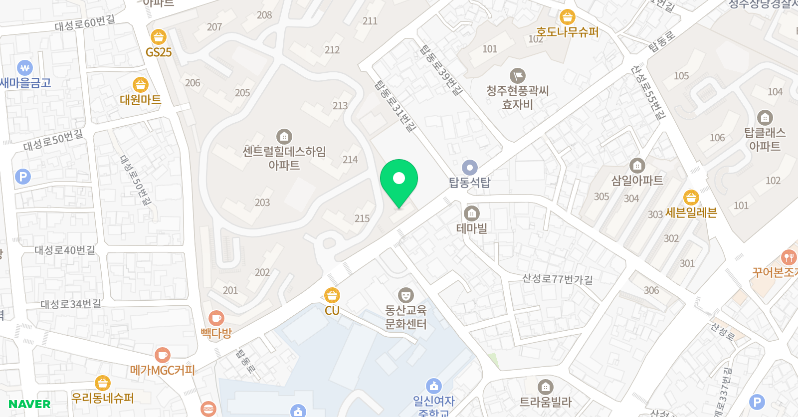 아소비 청주탑동힐데스하임점 위치