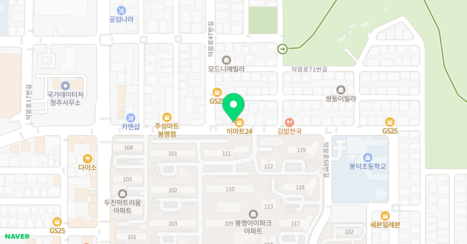윤선생우리집앞 영어교실 청주봉명점 위치