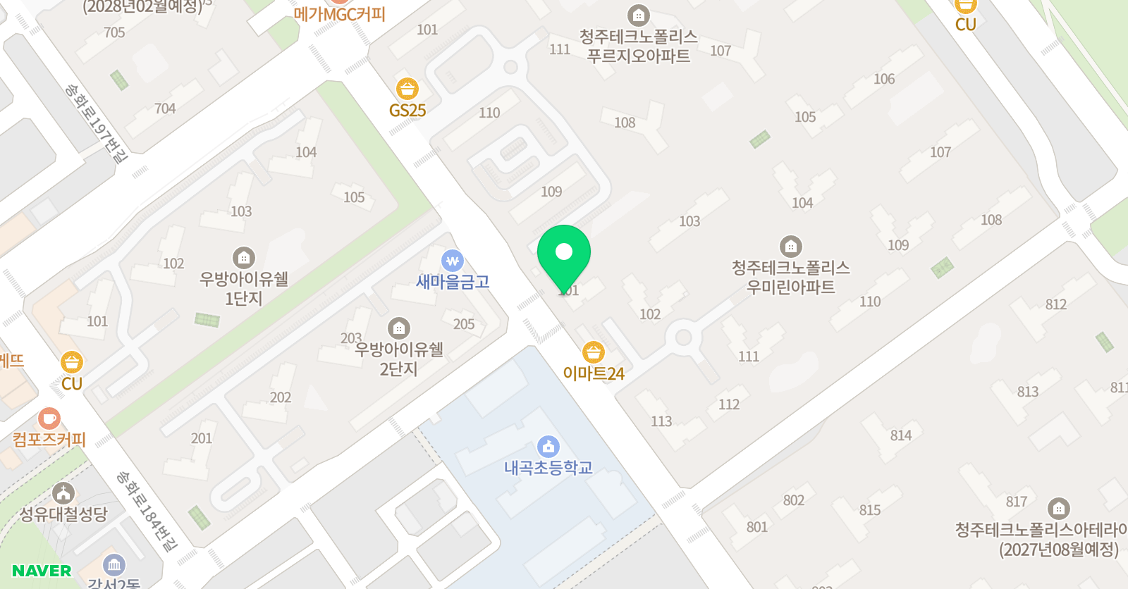 청주주산암산 셈 위치