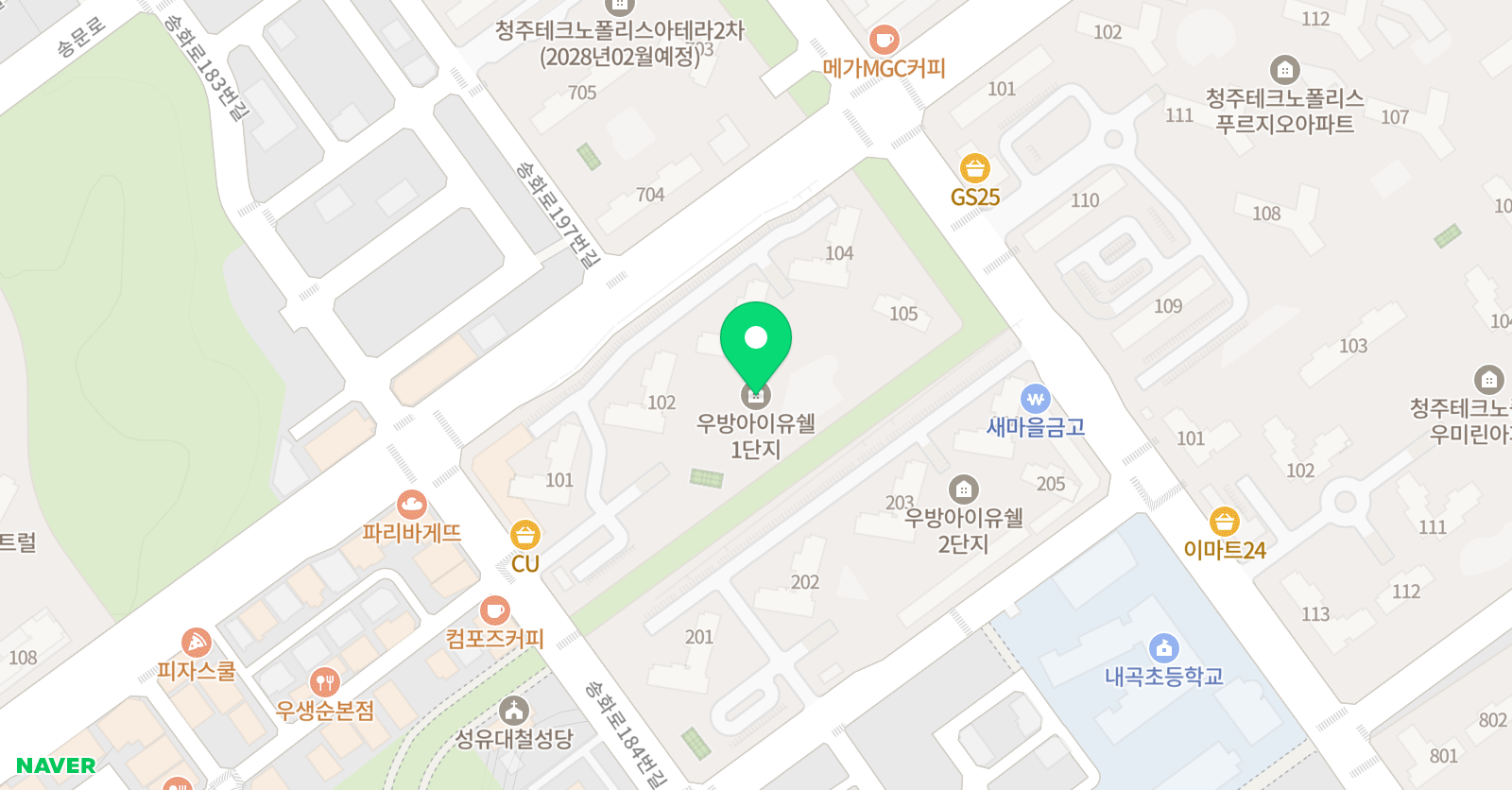 아소비 송절우방1단지 점 위치
