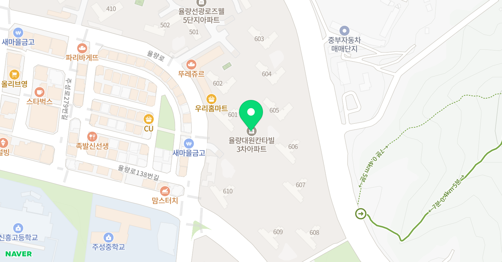 국어의훈련 율량학원 위치