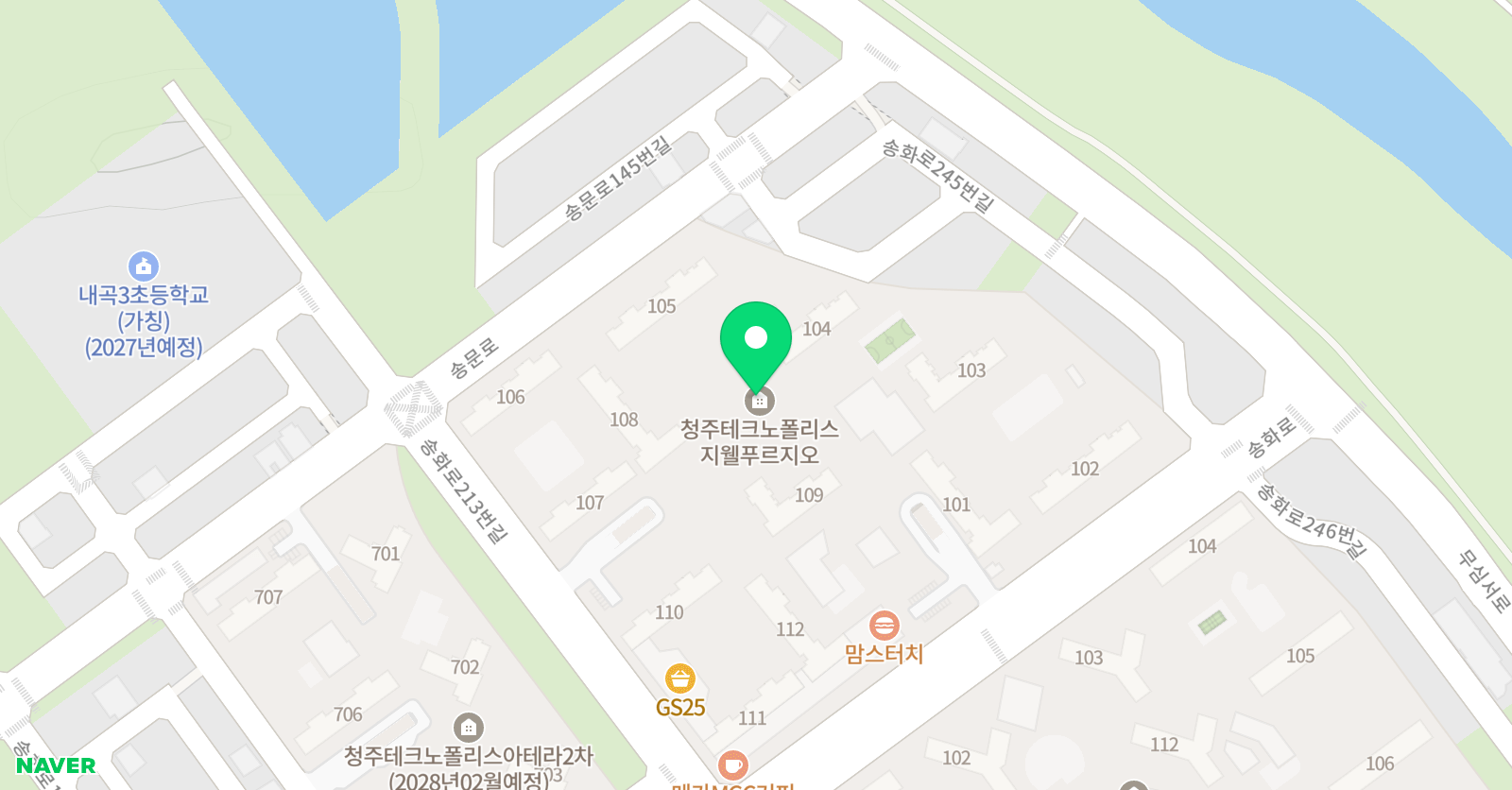 아소비 청주문암지웰푸르지오점 위치