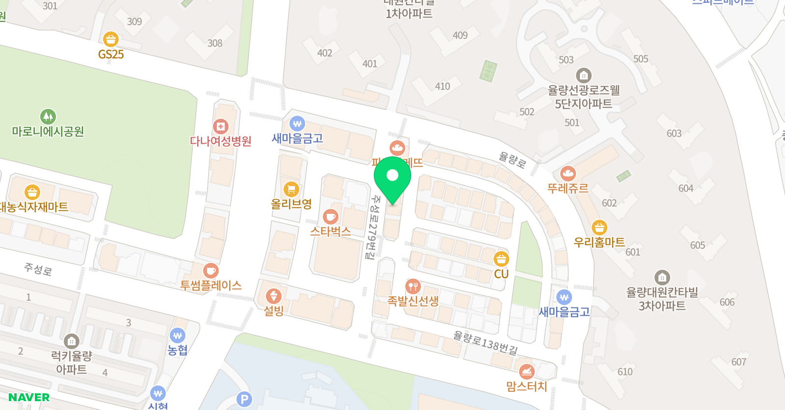 큰숲캐츠 학원 위치