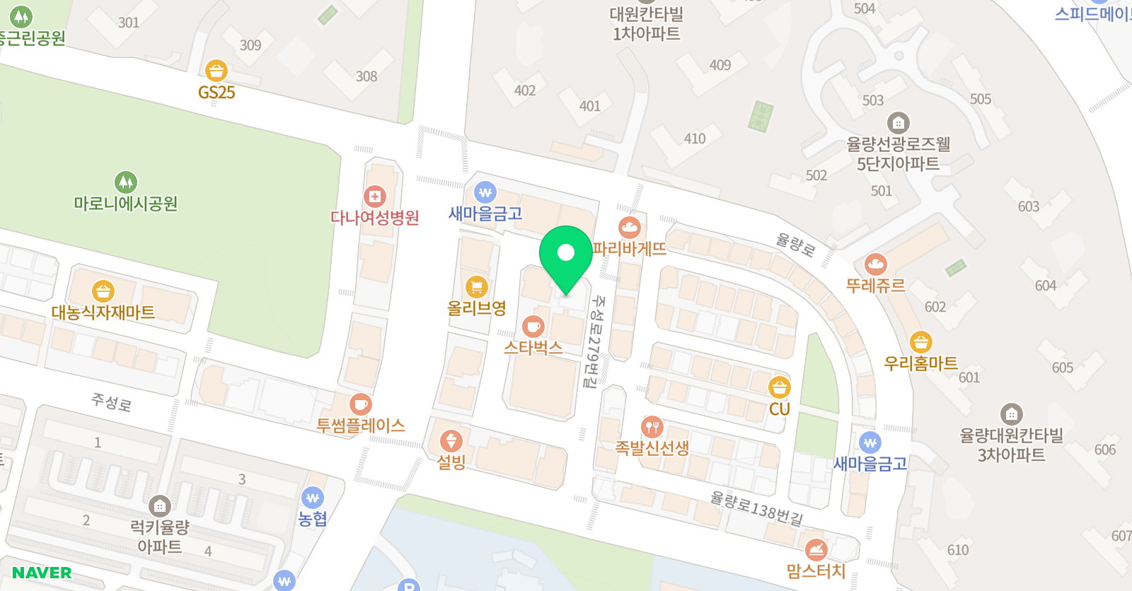 스트리츠 댄스학원 율량점 위치