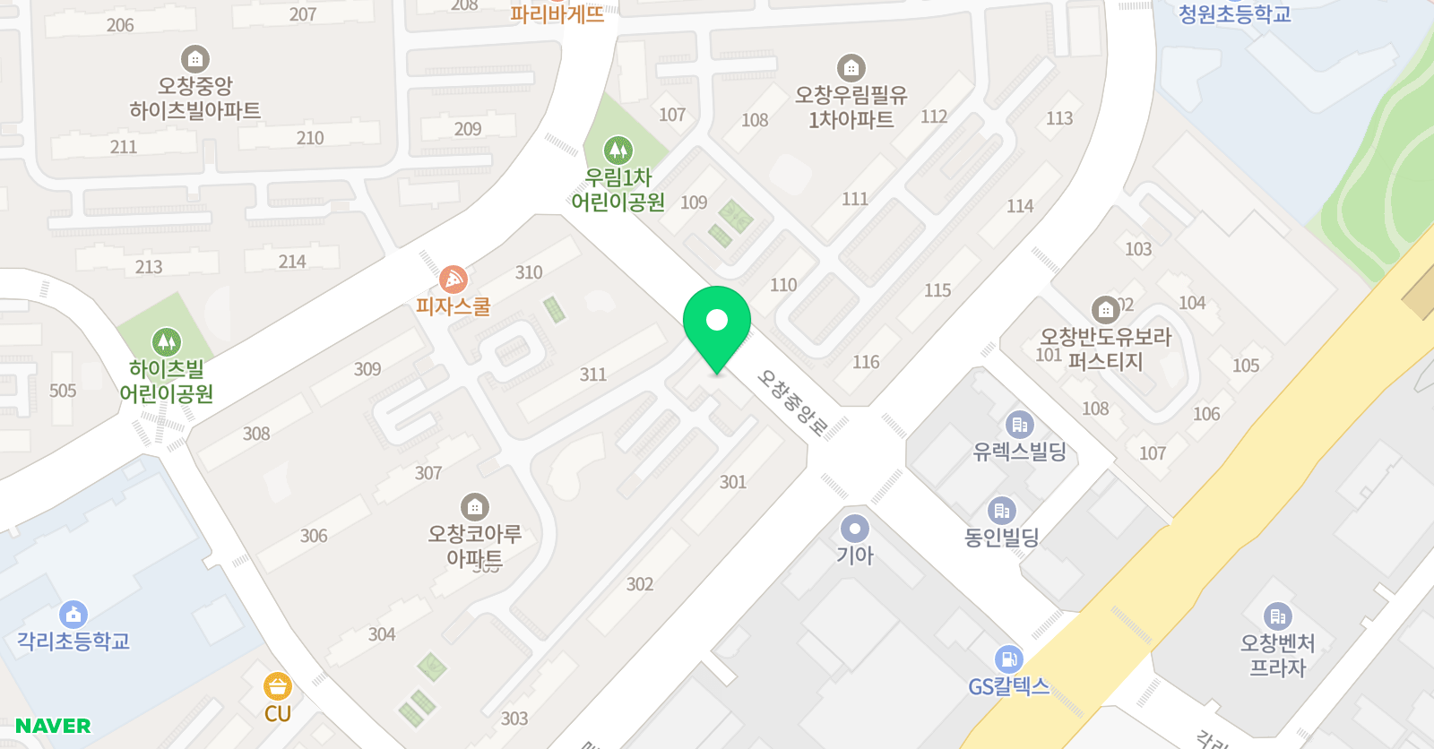 오창꼬마화가 미술 위치