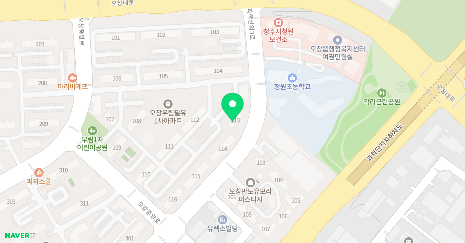 셀파우 등생교실 오창우림1차교실 위치