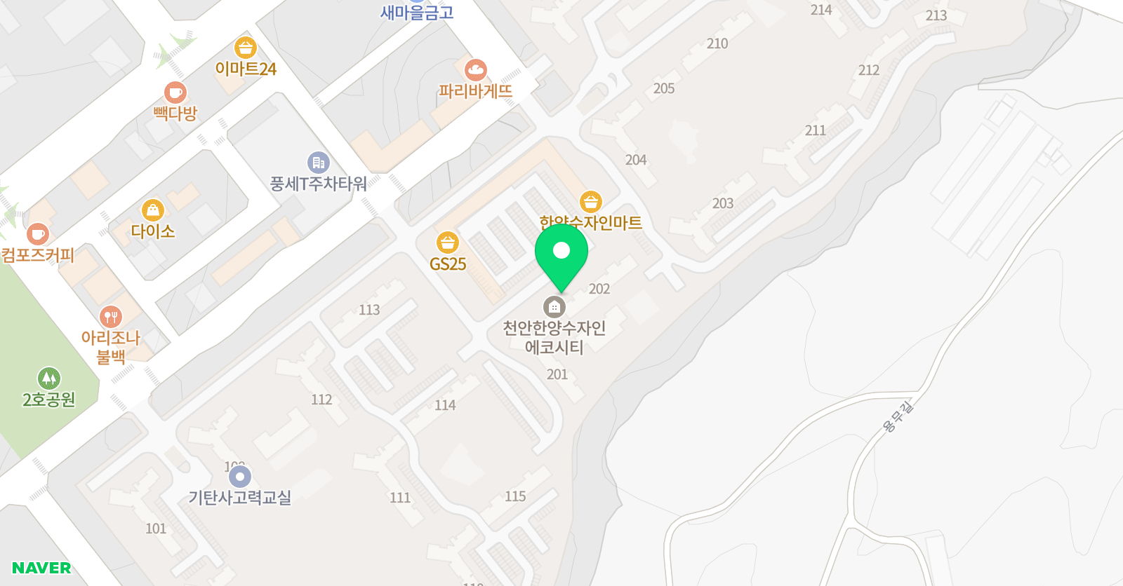 아트앤하트 천안풍세한양수자인점 위치
