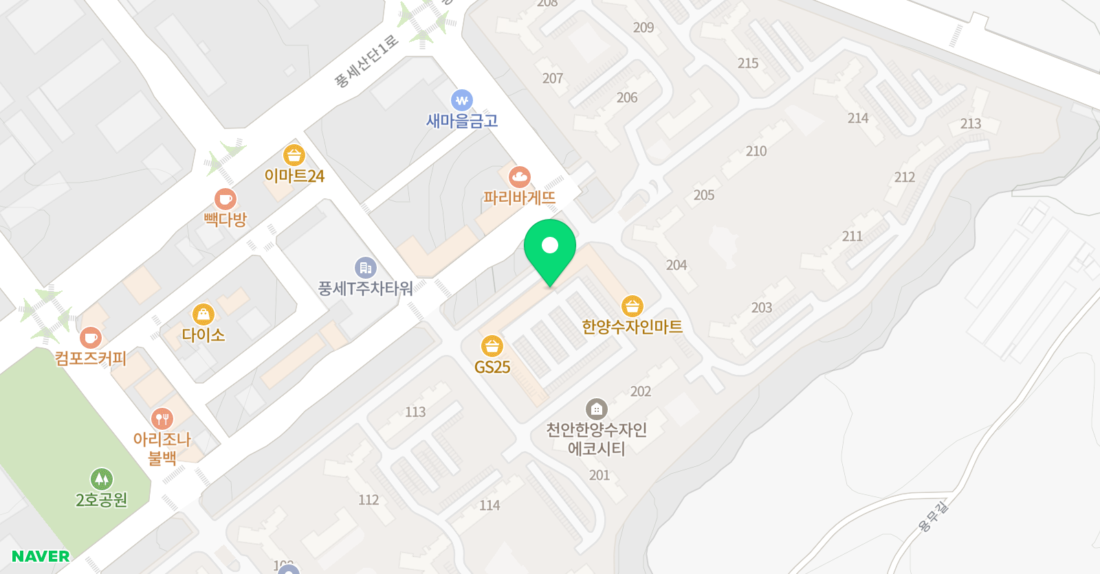 뮤엠영어 풍세학원 위치