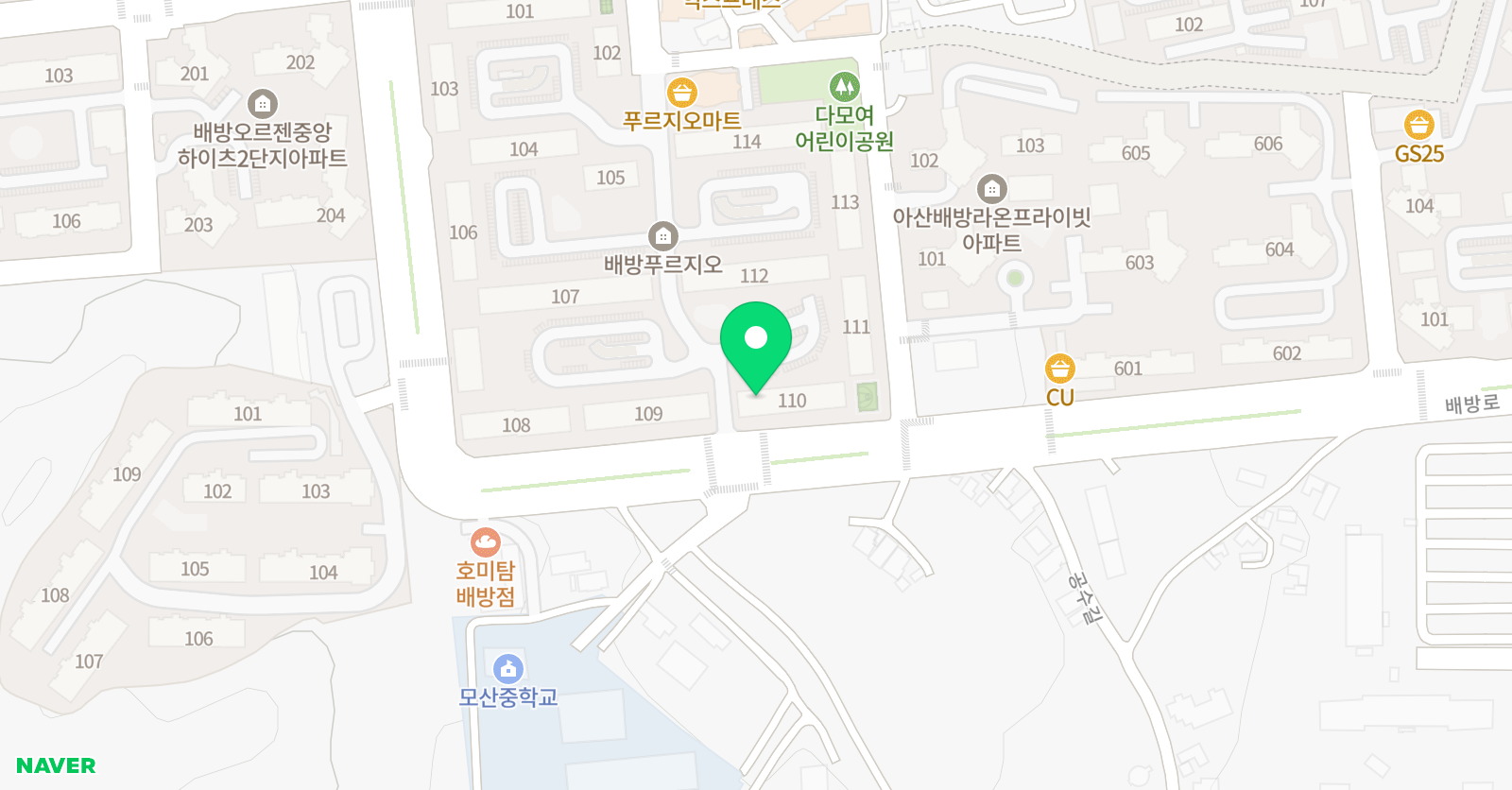 빨간펜 수학의달인 아산배방푸르지오점 위치