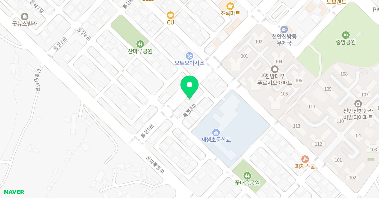 EIE고려대어학원 천안신방통정캠퍼스 위치