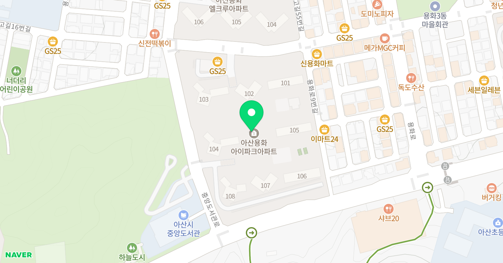 스마트해법 수학 아산용화아이파크점 위치