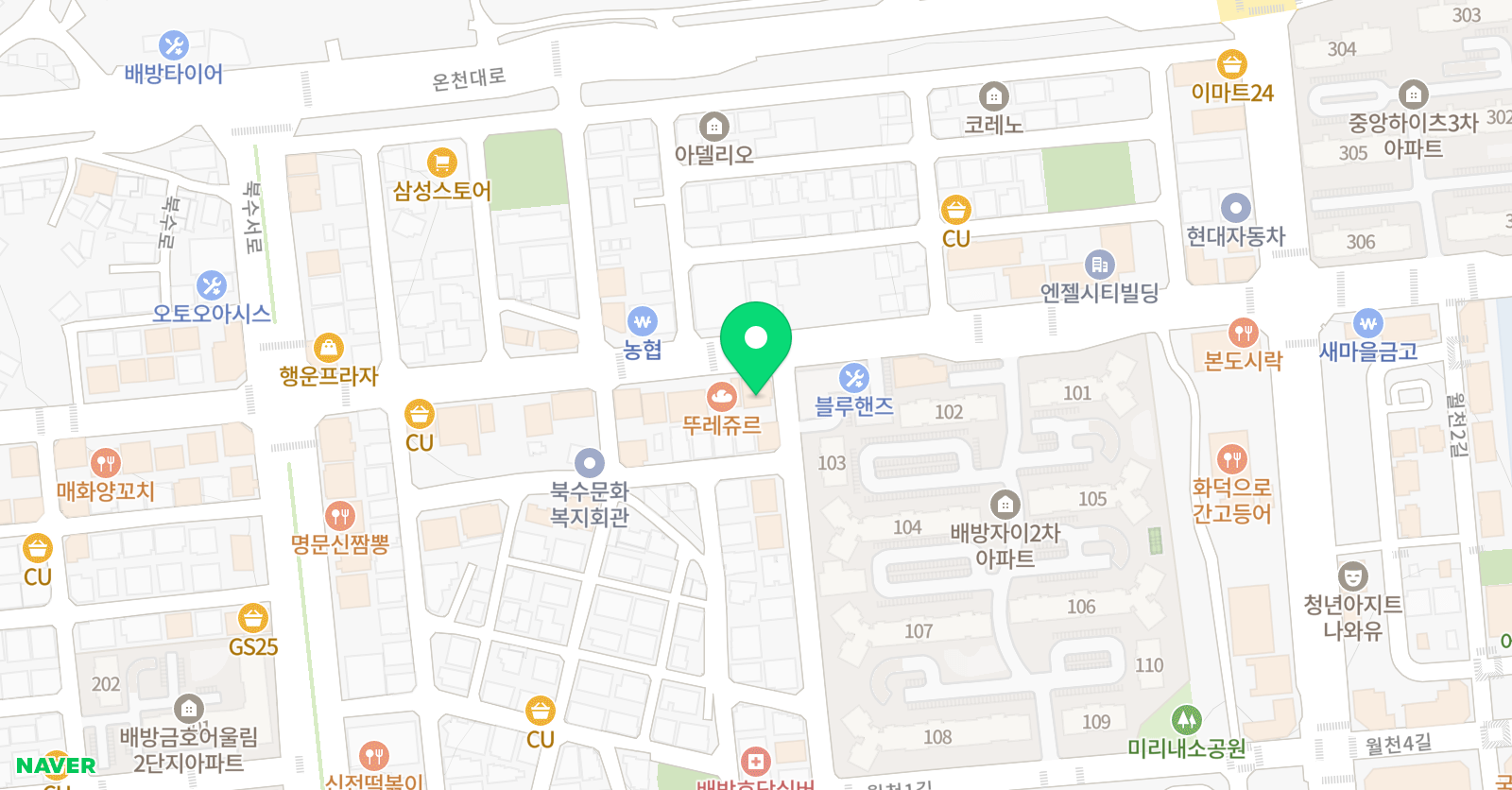 탑씨크리트 배방학원 위치