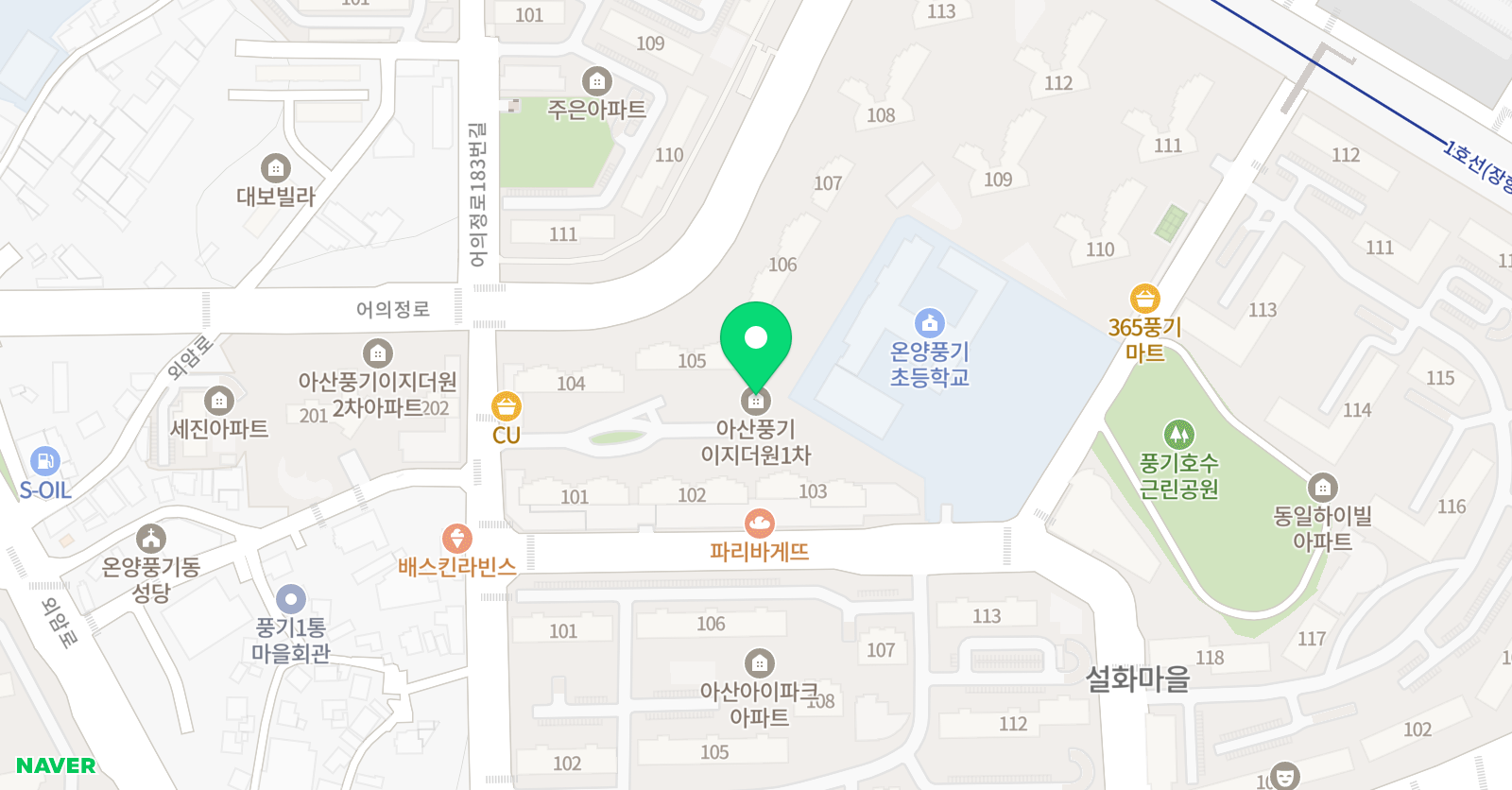스마트해법 수학 아산풍기이지더원1차2호점 위치