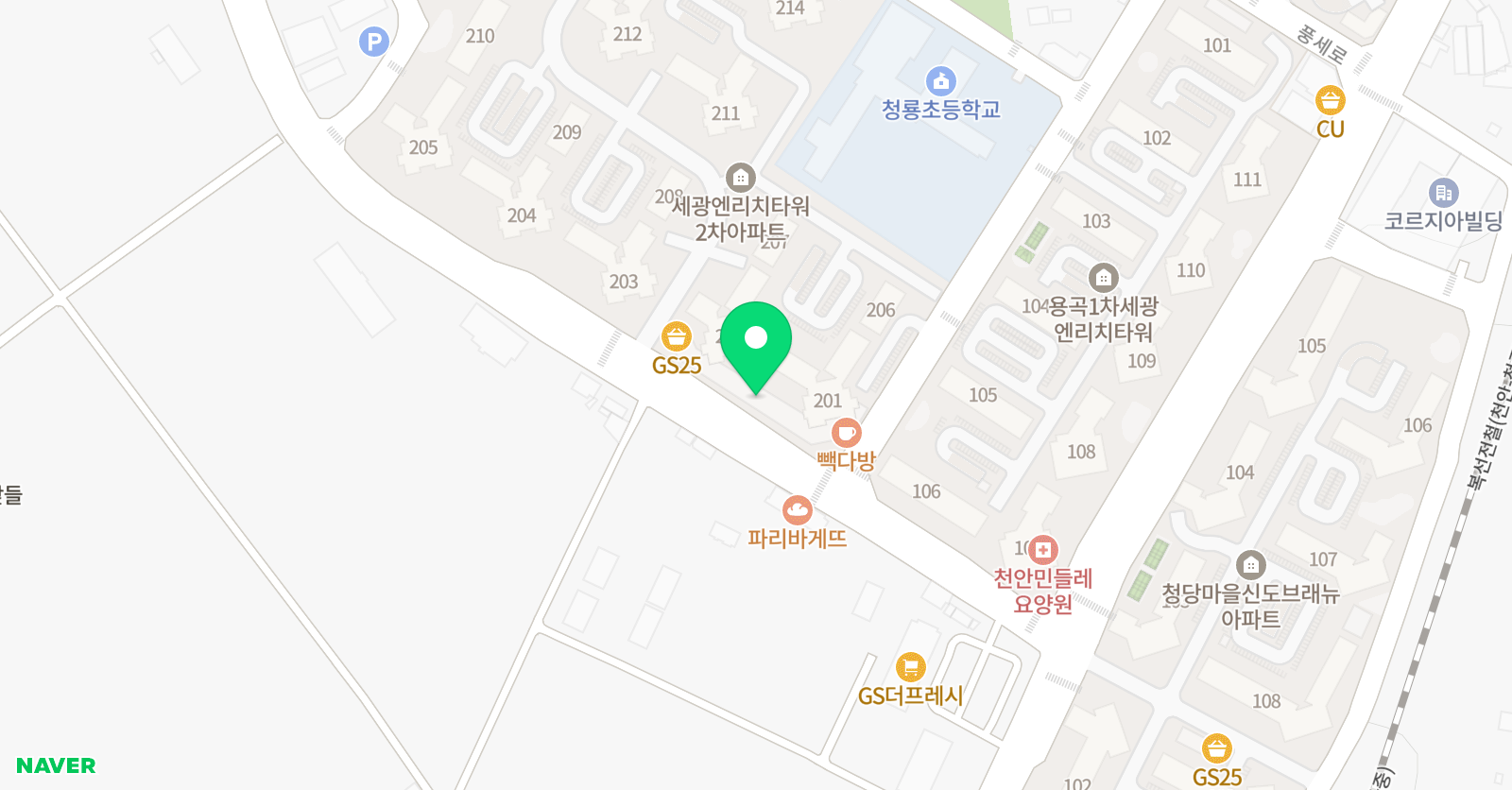 삼성영어셀레나 청룡학원 위치