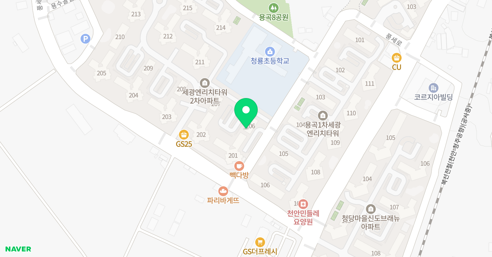스마트해법 수학 천안용곡세광2차점 위치
