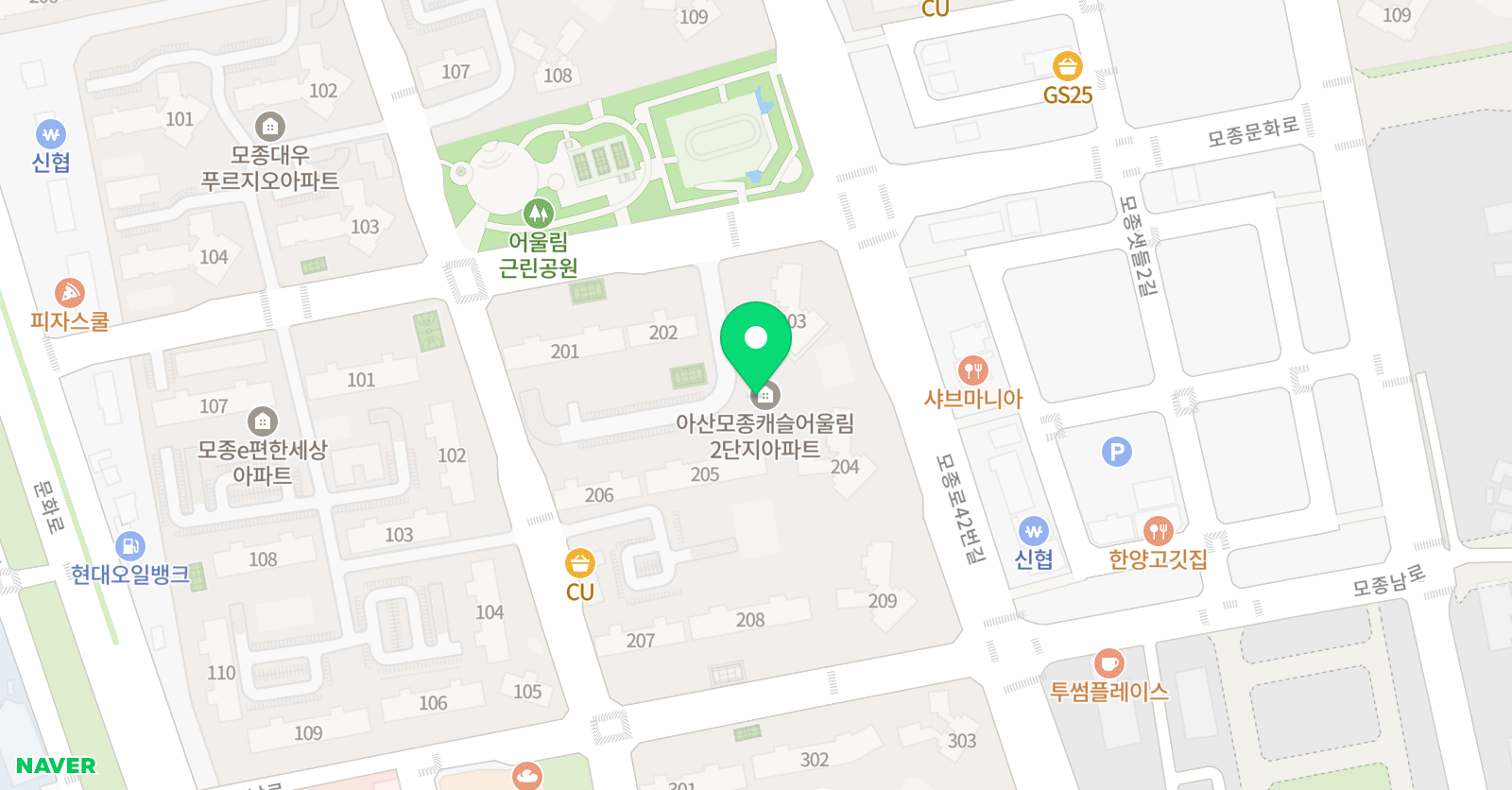 한우리 독서토론논술 모종동캐슬어울림2단지 홈클럽 위치