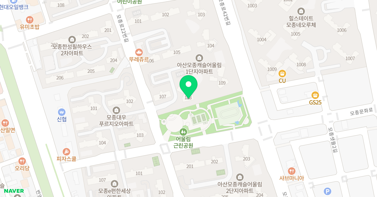 김수현모종캐슬어울림 공부방 위치