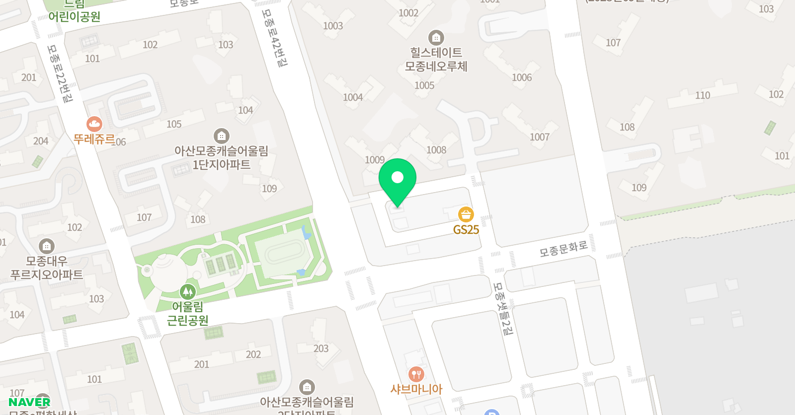 모종창의숲 수학학원 위치