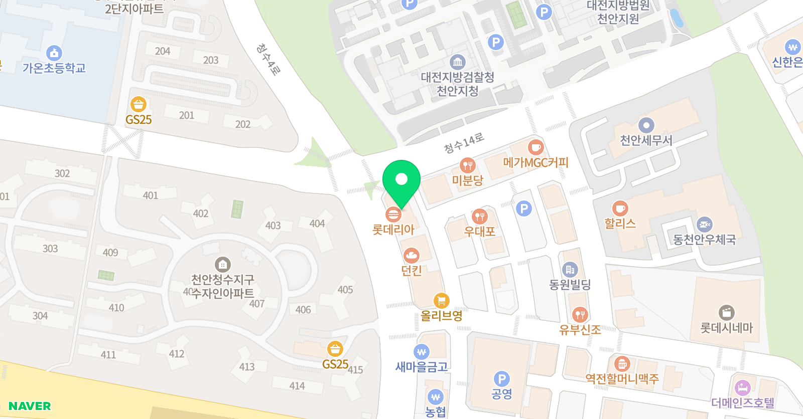  오른스터디카페 천안청당점 위치
