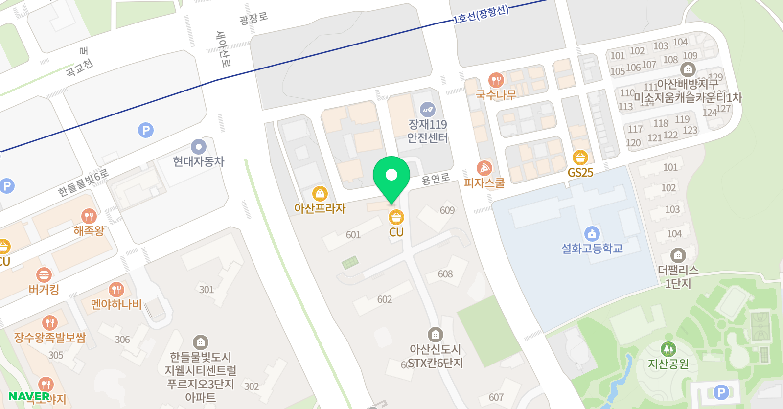YBM잉글루 아산연화 제1캠퍼스 위치