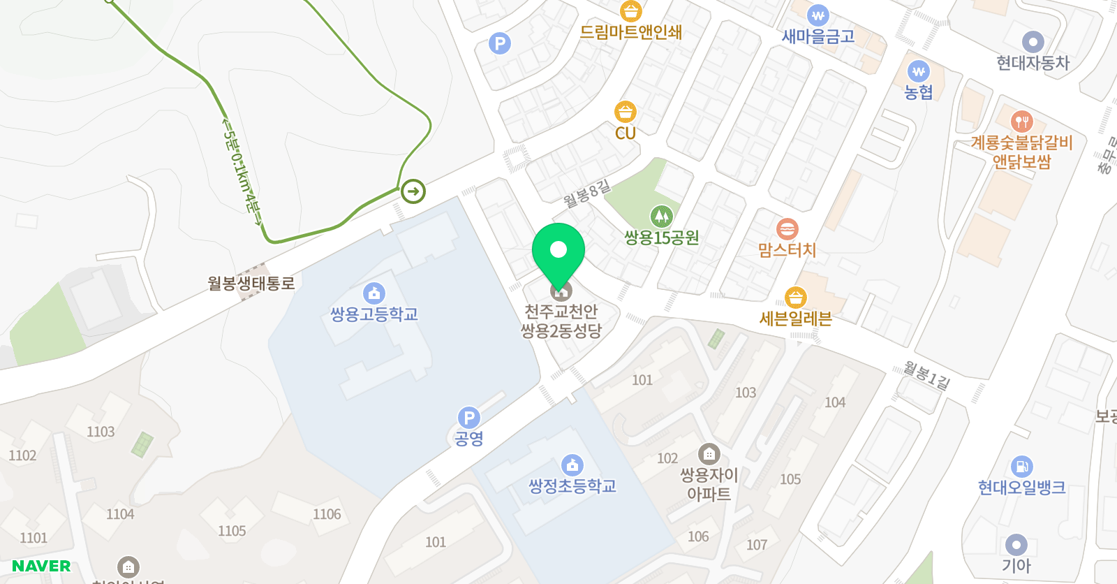 지앤비 어학원 쌍정캠퍼스 위치