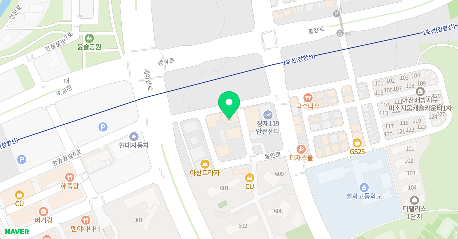 JNJ 실용음악학원 아산점 위치