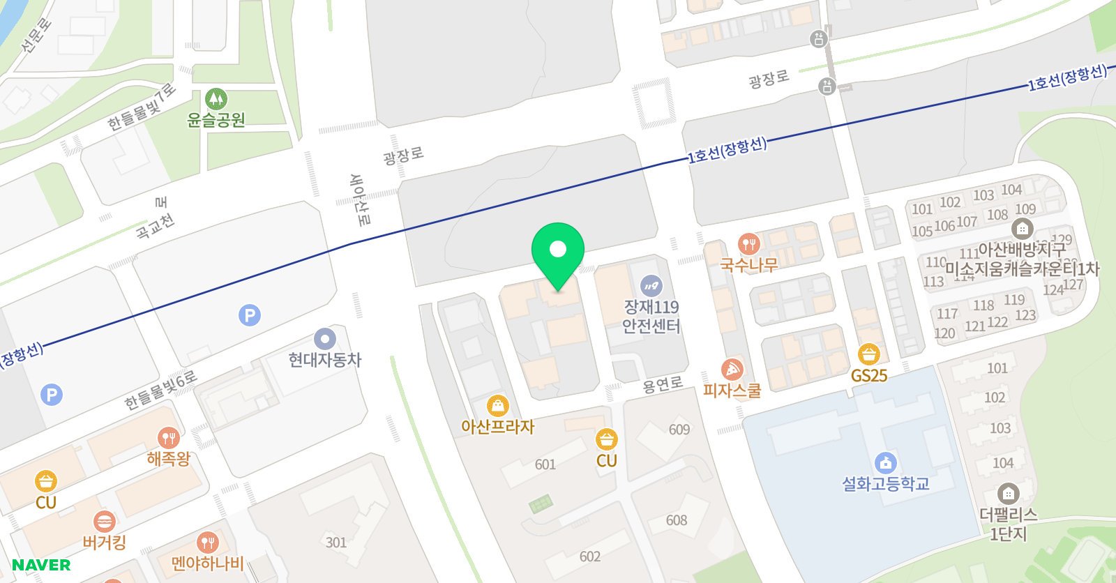 아소비 어학원 아산장재점 위치