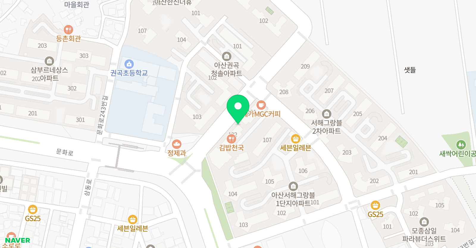 유니팝 미술학원 아산권곡센터 위치