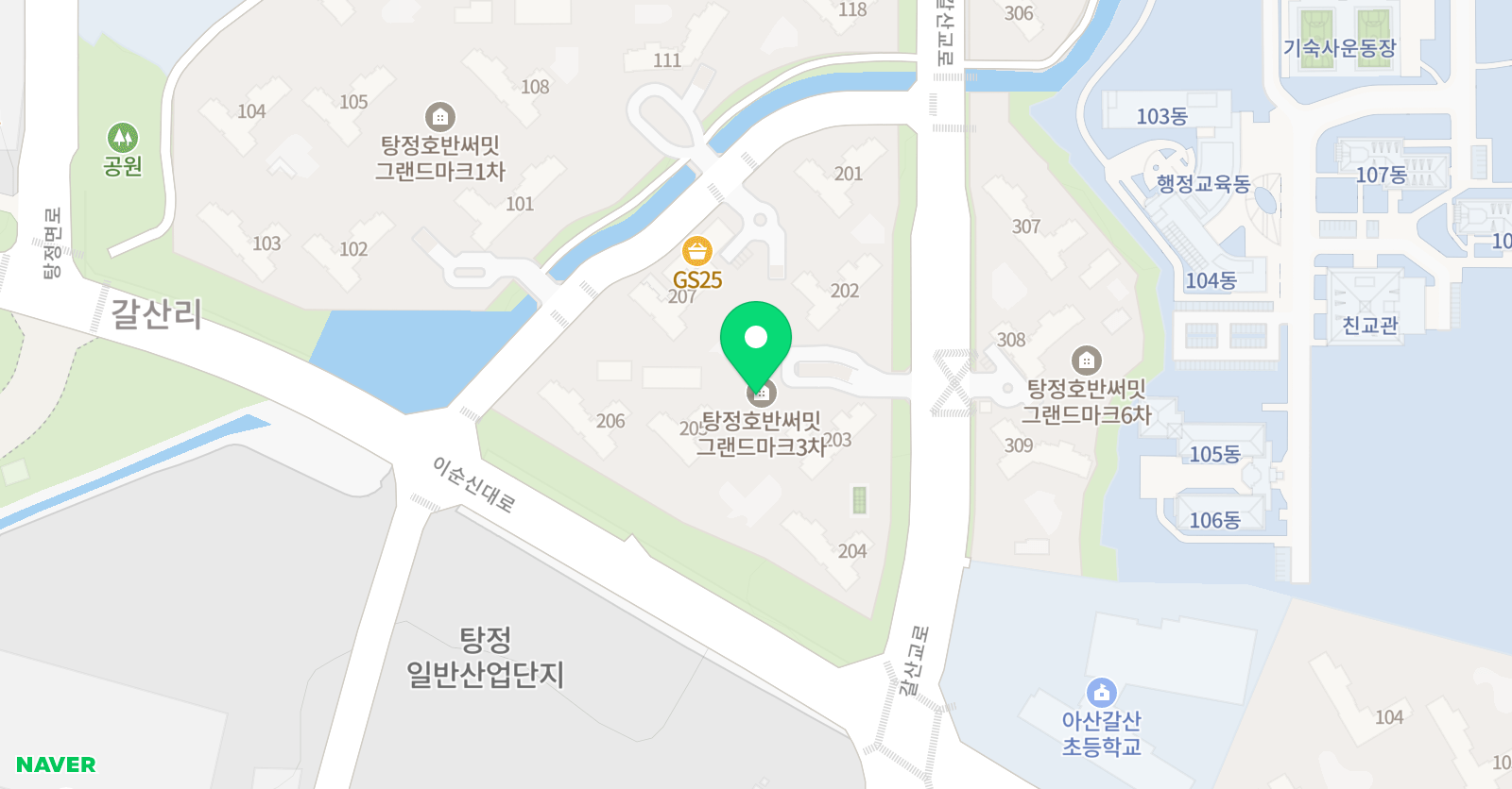 아소비 아산탕정호반3차점 위치