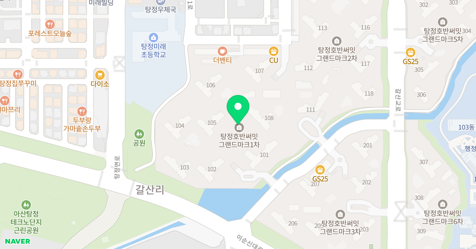 크리아트 교육원 아산탕정호반써밋 위치