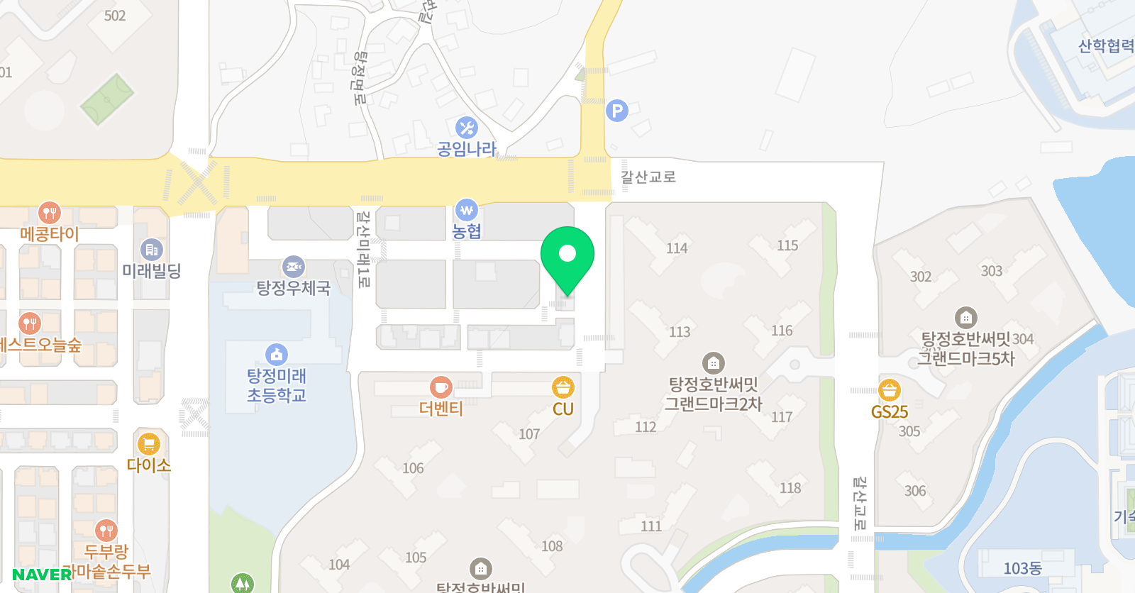 아트앤하트 아산 탕정 호반1점 위치