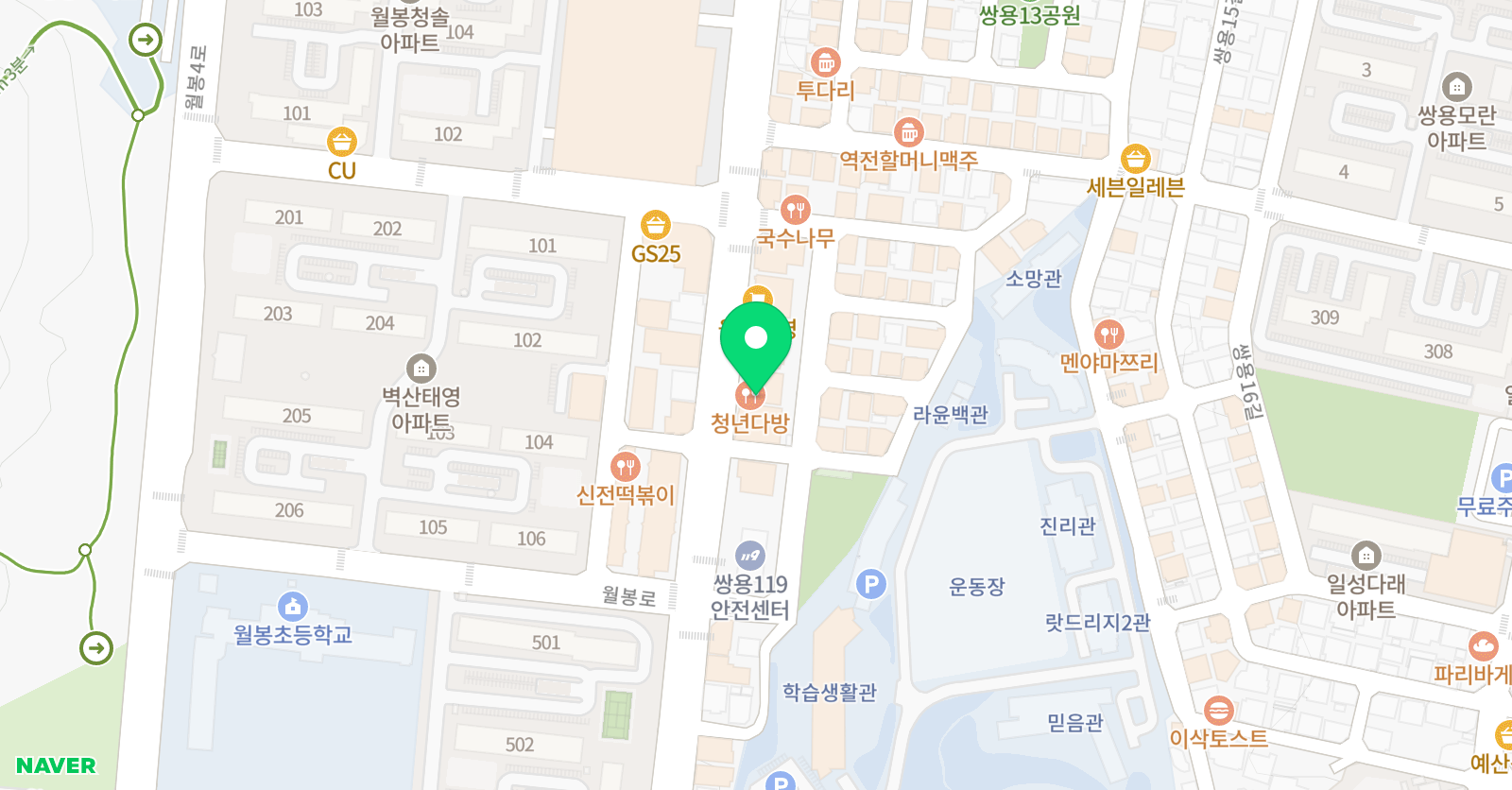 윤선생 영어숲 학원 천안학원 위치