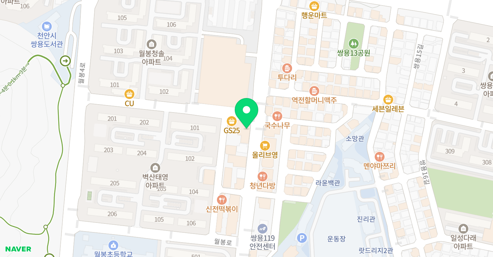GnB 어학원 월봉캠퍼스 위치
