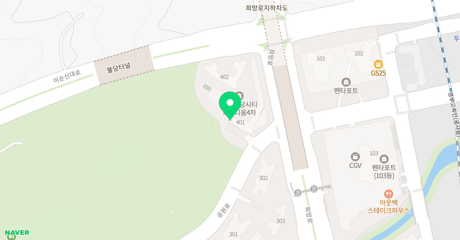 프라디움헤세드불당 어학원 위치